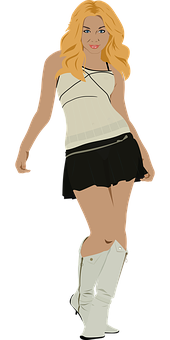 Blonde Fashion Illustration PNG with transparent background