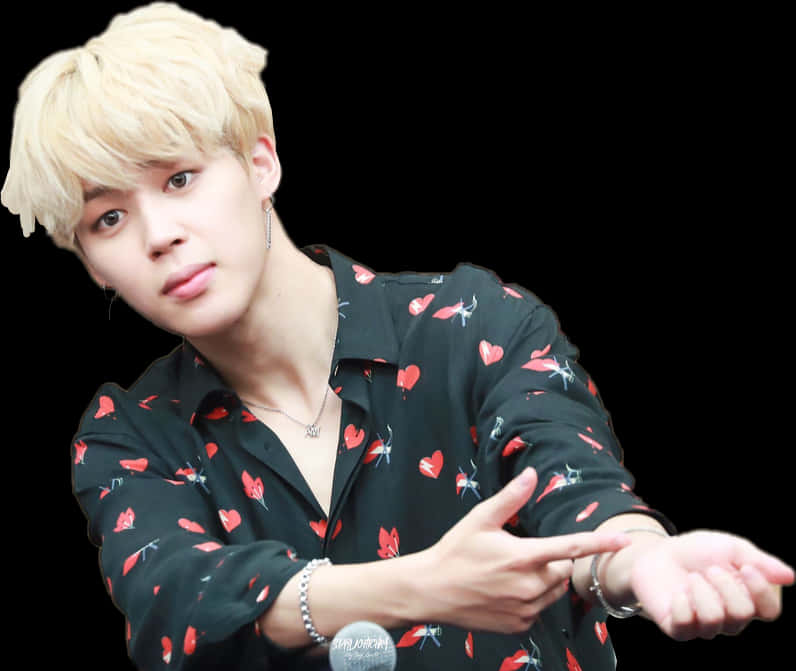 Blonde Haired Person Black Heart Shirt PNG with transparent background