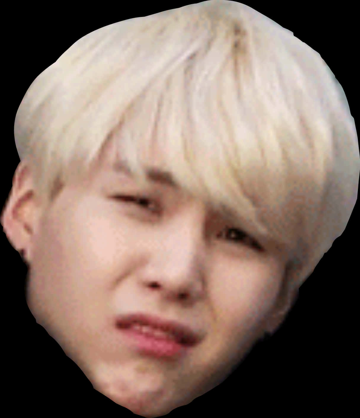 Blonde Haired Person Squinting Face Cutout PNG with transparent background