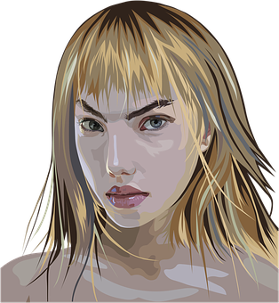 Blonde Vector Portrait PNG with transparent background