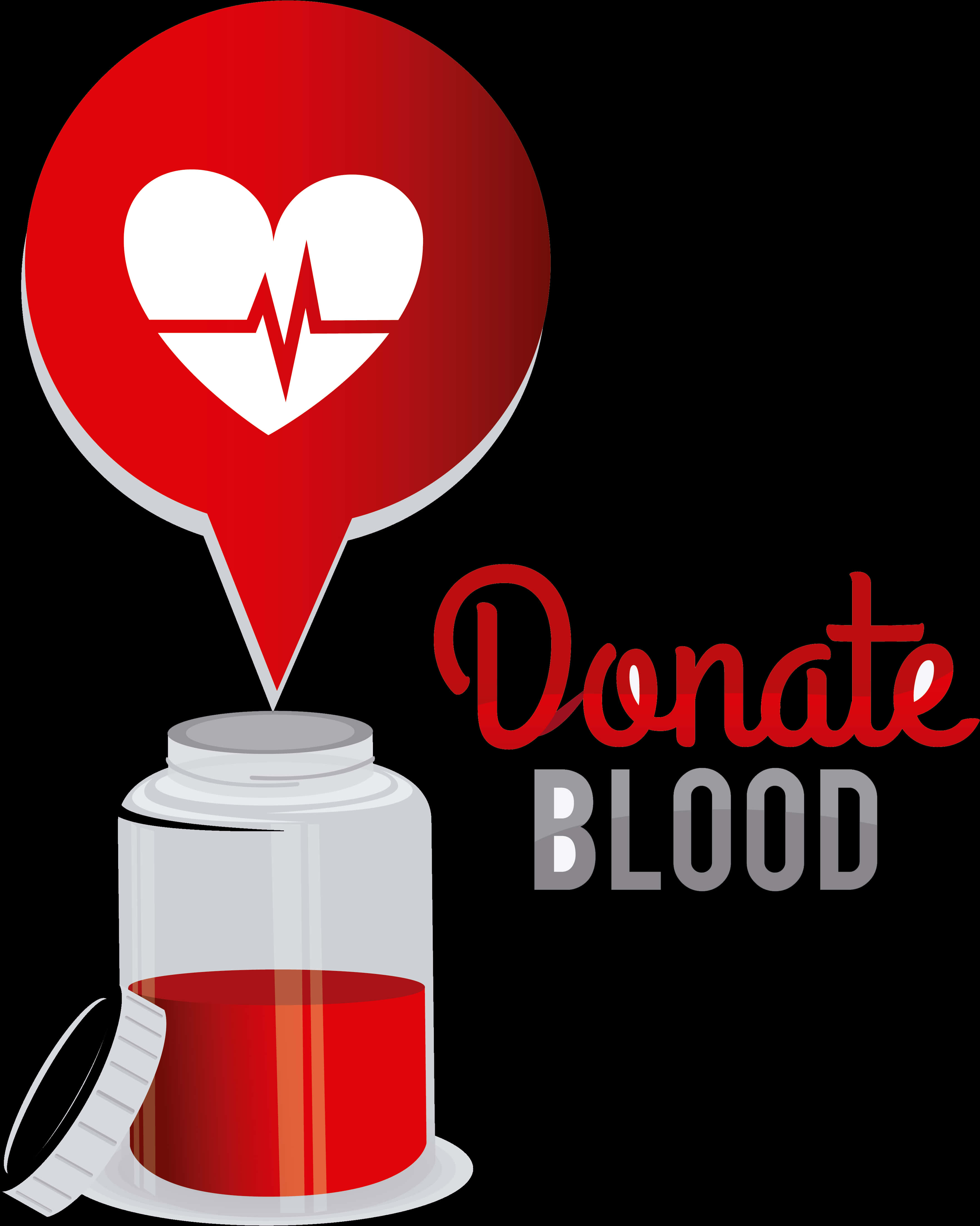 Blood Donation Heartbeat Graphic PNG with transparent background