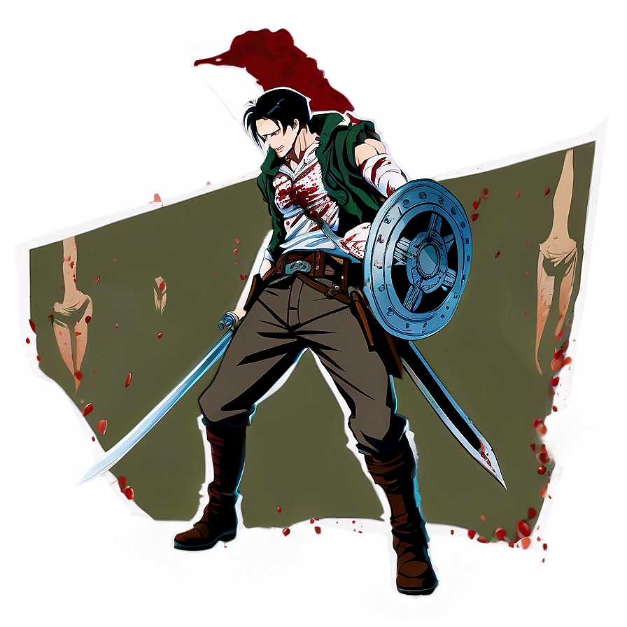 Bloodied Levi Battle Scene PNG 06112024 PNG with transparent background