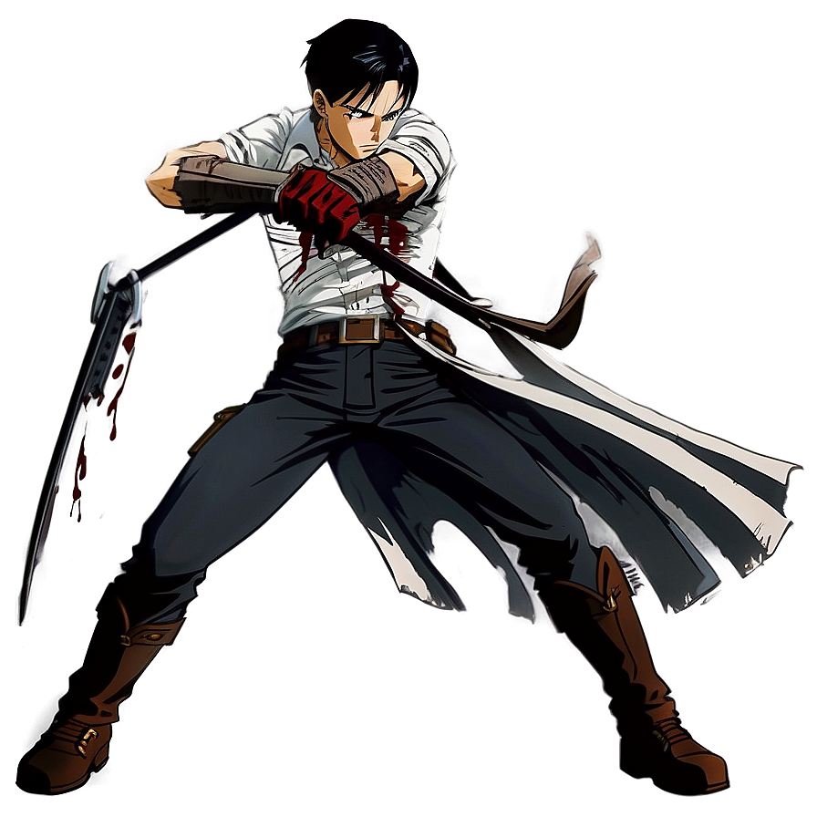 Bloodied Levi Battle Scene PNG fxw PNG with transparent background