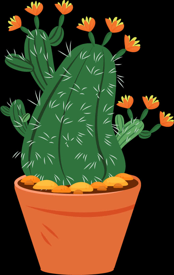 Blooming Cactus Illustration PNG with transparent background