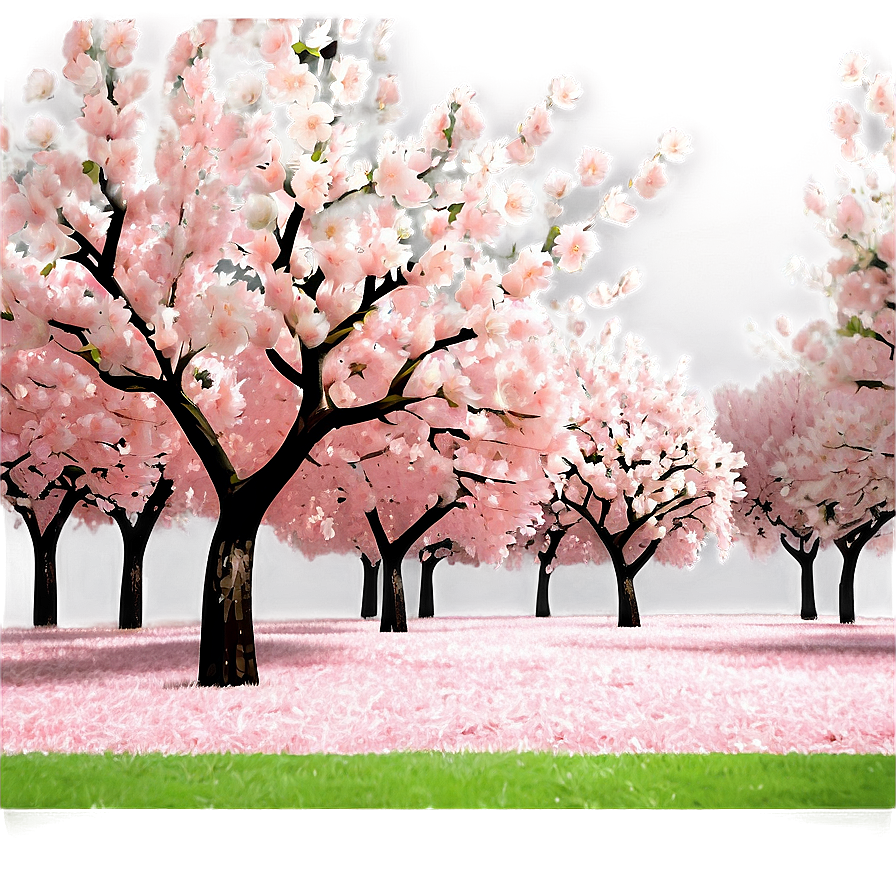 Blooming Cherry Trees Forest Png Lku80