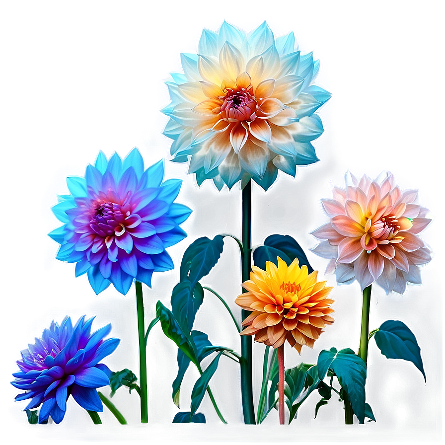 Blooming Dahlia Garden PNG wnc95 PNG with transparent background