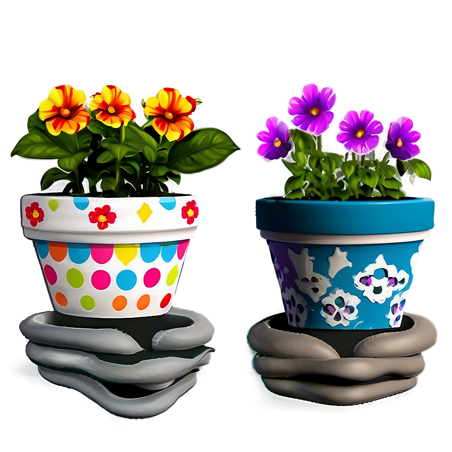 Blooming Flower Pots Png Kog