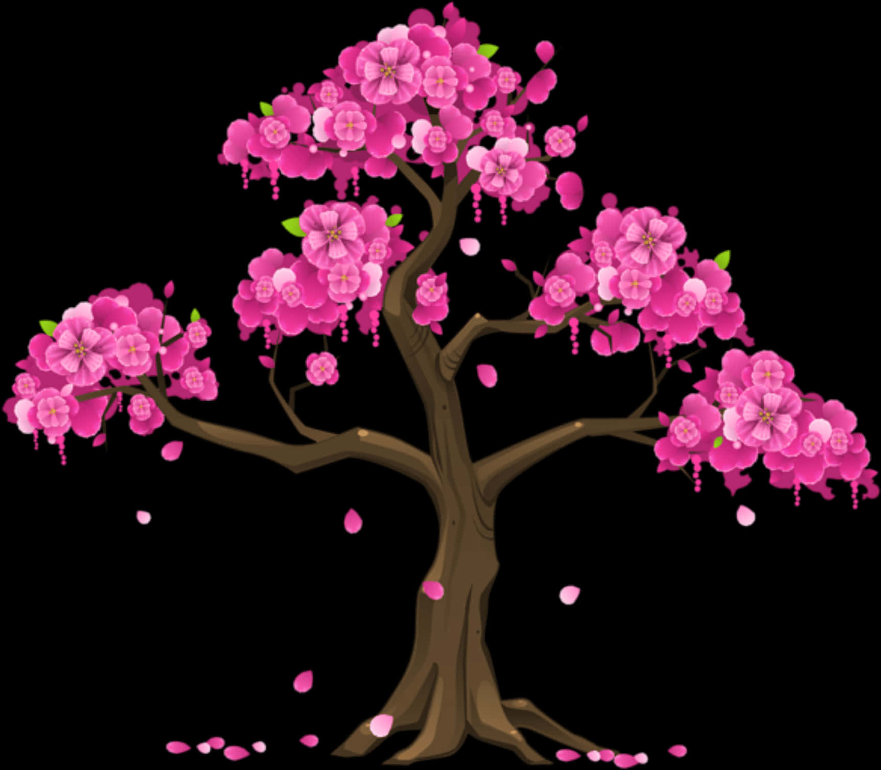 Blooming Pink Floral Tree Illustration