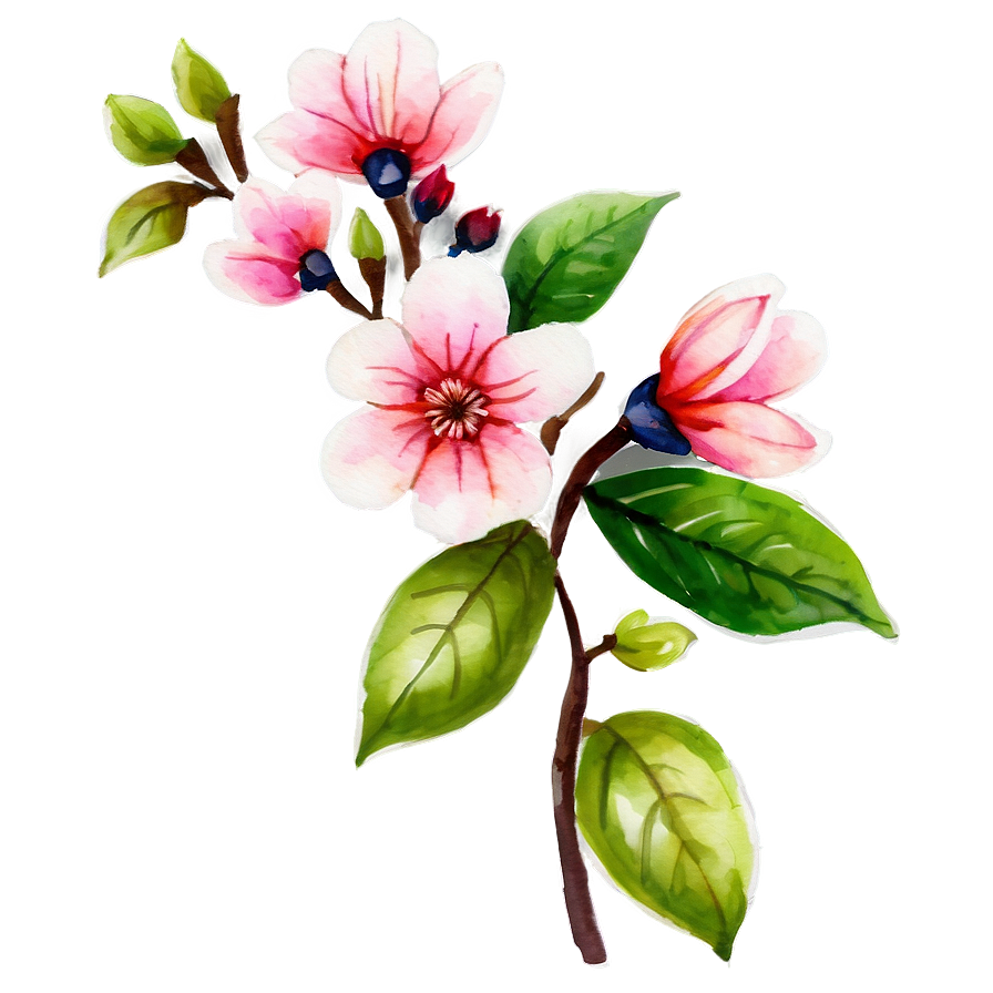 Blossom Watercolor Illustration Png Oto