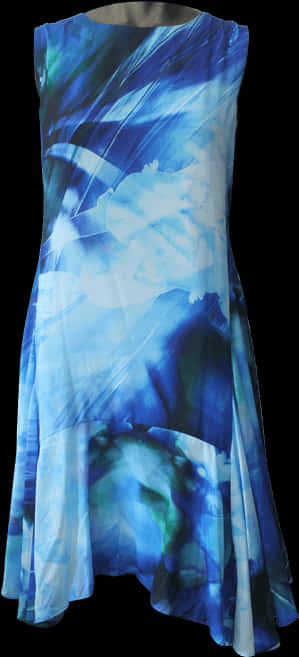 Blue Abstract Print Sleeveless Dress