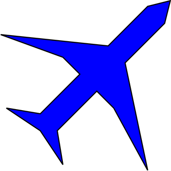 Blue Airplane Silhouette Graphic PNG with transparent background