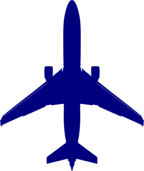 Blue Airplane Silhouette PNG with transparent background