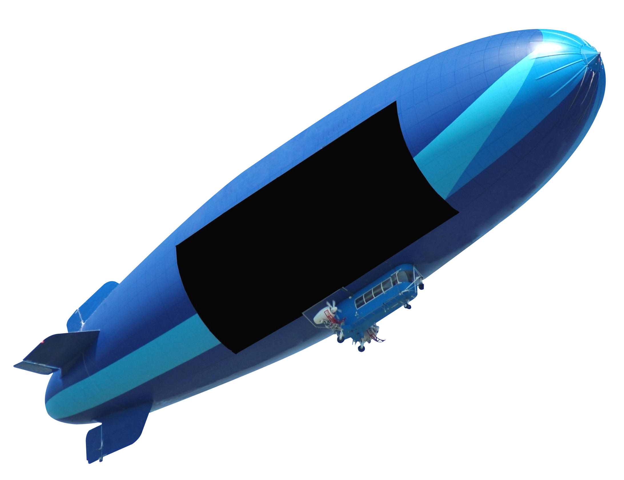 Blue Airship Against Sky PNG with transparent background