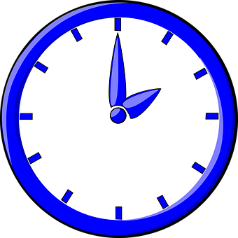 Blue Analog Clock PNG with transparent background