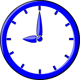 Blue Analog Clock PNG with transparent background