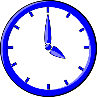 Blue Analog Clock Illustration PNG with transparent background