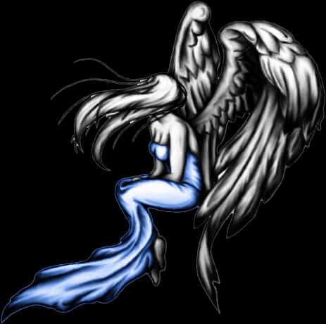 Blue Angel Tattoo Design