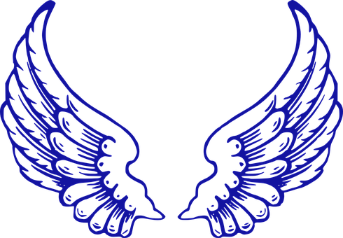 Blue Angel Wings Graphic PNG with transparent background