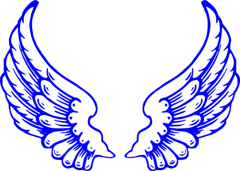 Blue Angel Wings Graphic PNG with transparent background