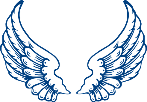 Blue Angel Wings Graphic PNG with transparent background