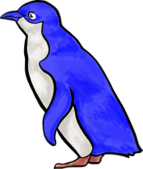 Blue Animated Penguin PNG with transparent background