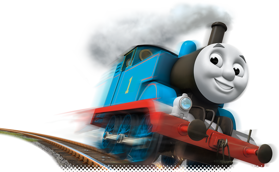 Blue Animated Train Character PNG with transparent background