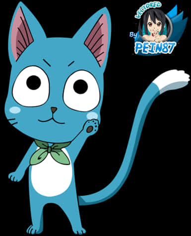 Blue_ Anime_ Cat_ Vector_ Art