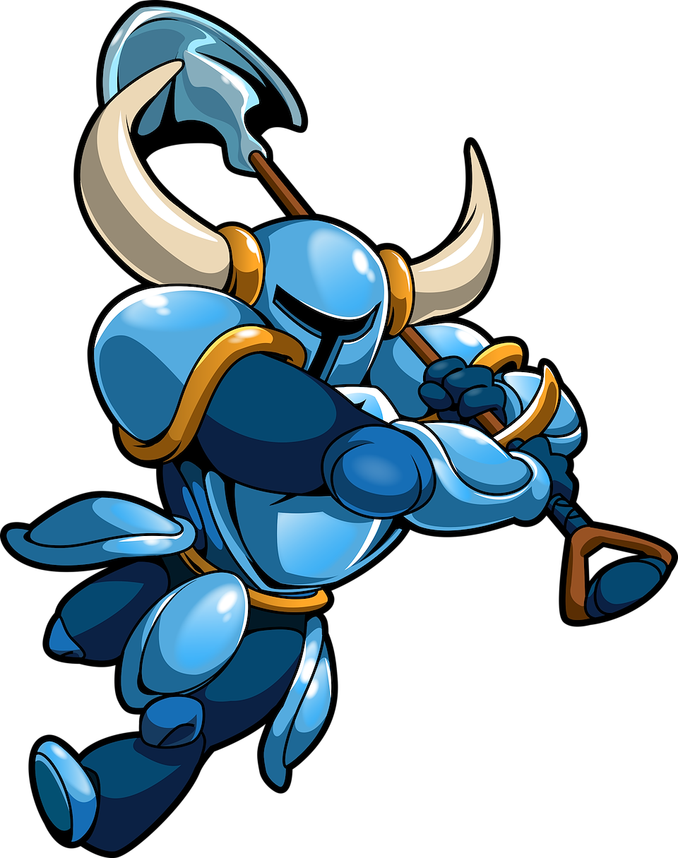 Blue Armored Character With Shovel