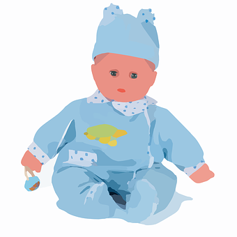 Blue Baby Doll Illustration