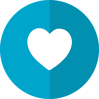 Blue Background White Heart Icon