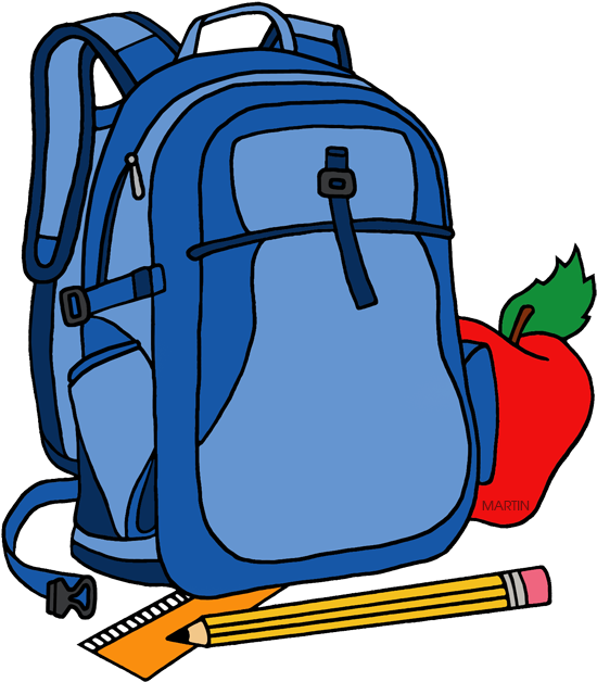 School Clip Art By Phillip Martin Backpack - Transparent Background Bookbag Clipart, HD Png Download PNG with transparent background