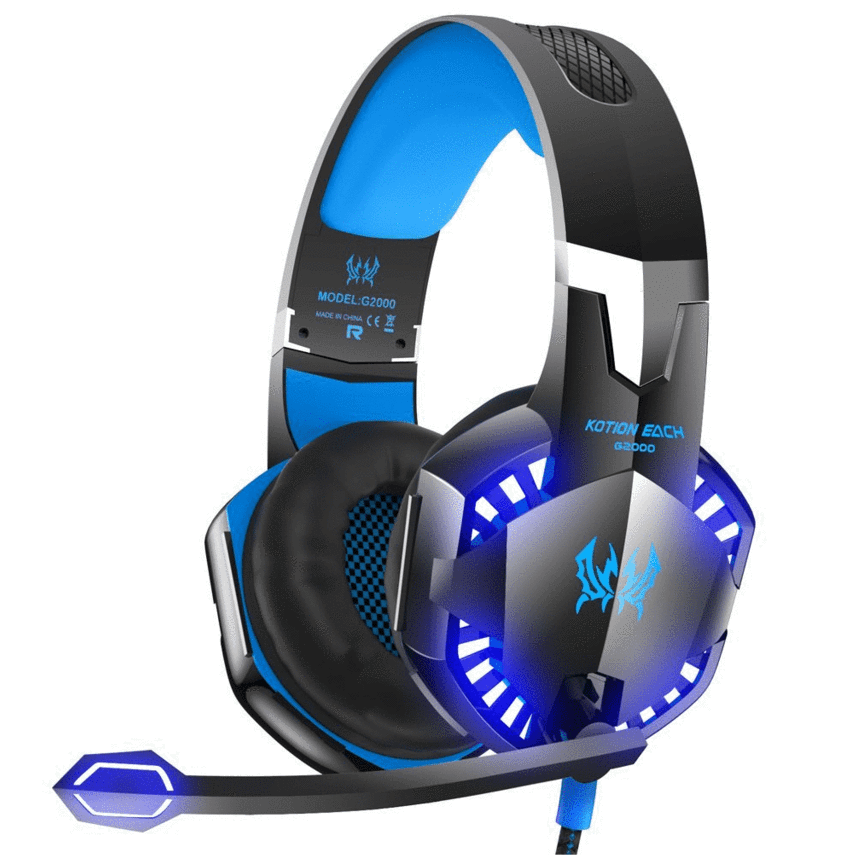 Blue Black Gaming Headset G2000 PNG image with a transparent background, free high-resolution download