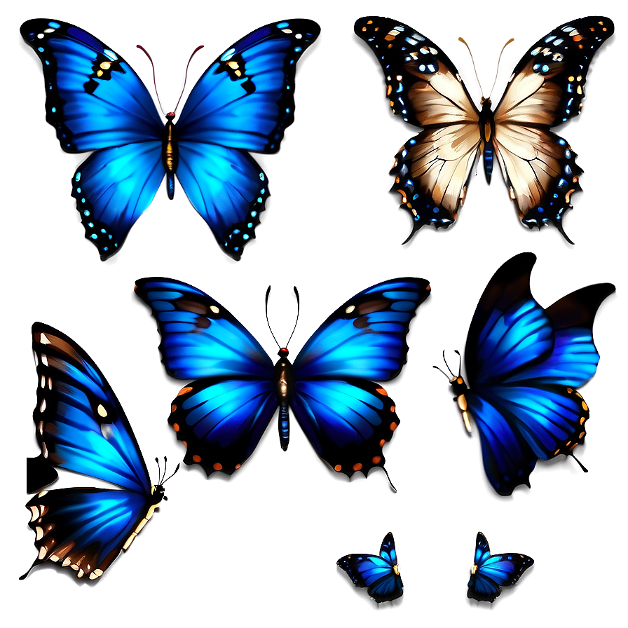 Blue Butterflies Decoration Png Eik93