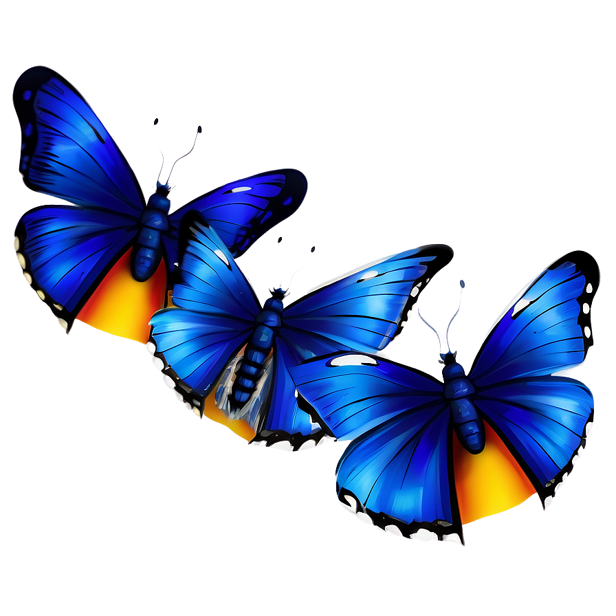 Blue Butterflies Illustration Png 06132024