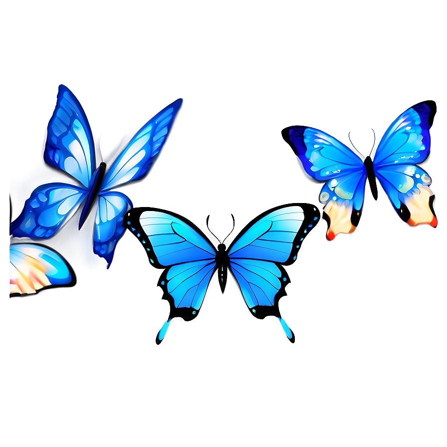 Blue Butterflies Illustration Png 77