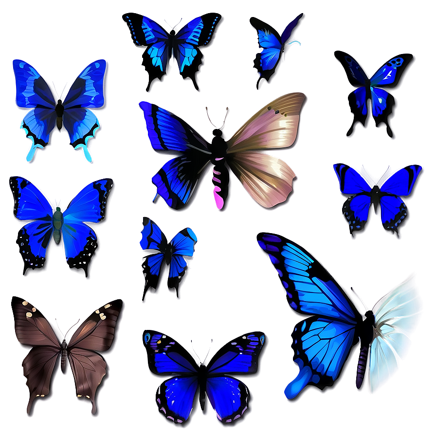 Blue Butterflies In Flight Png Xym