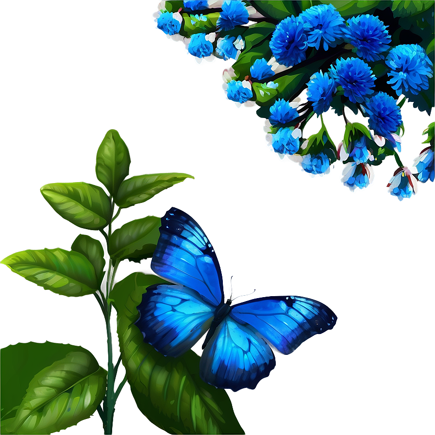 Blue Butterflies In Garden Png 06132024