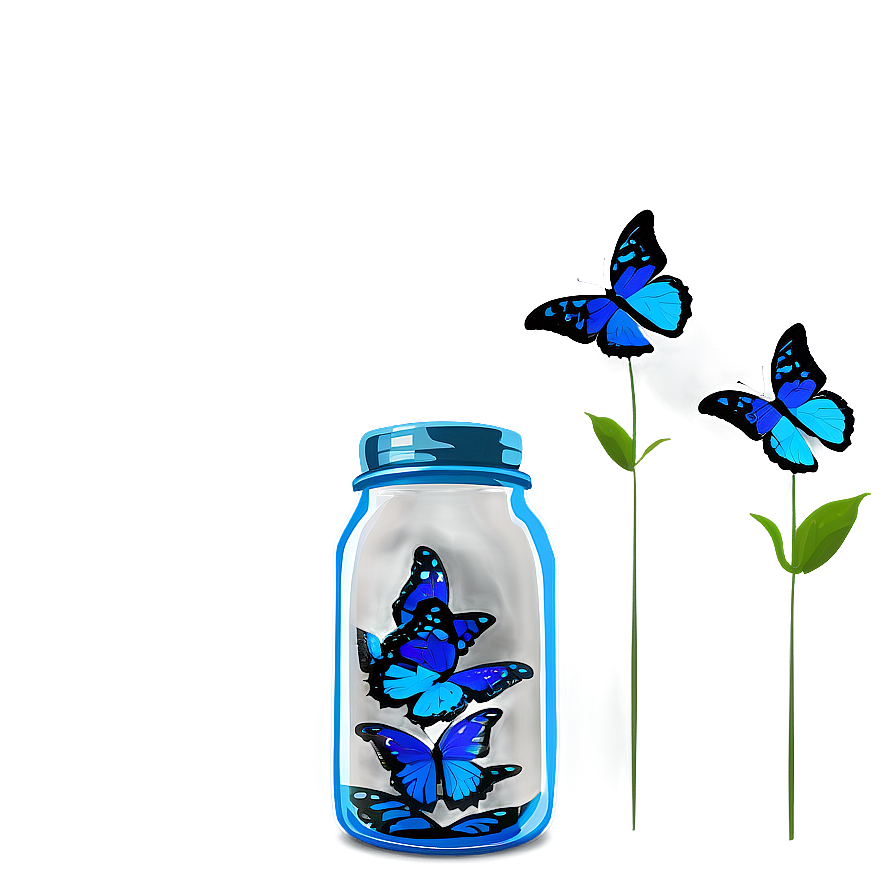 Blue Butterflies In Jar Png Nhu3