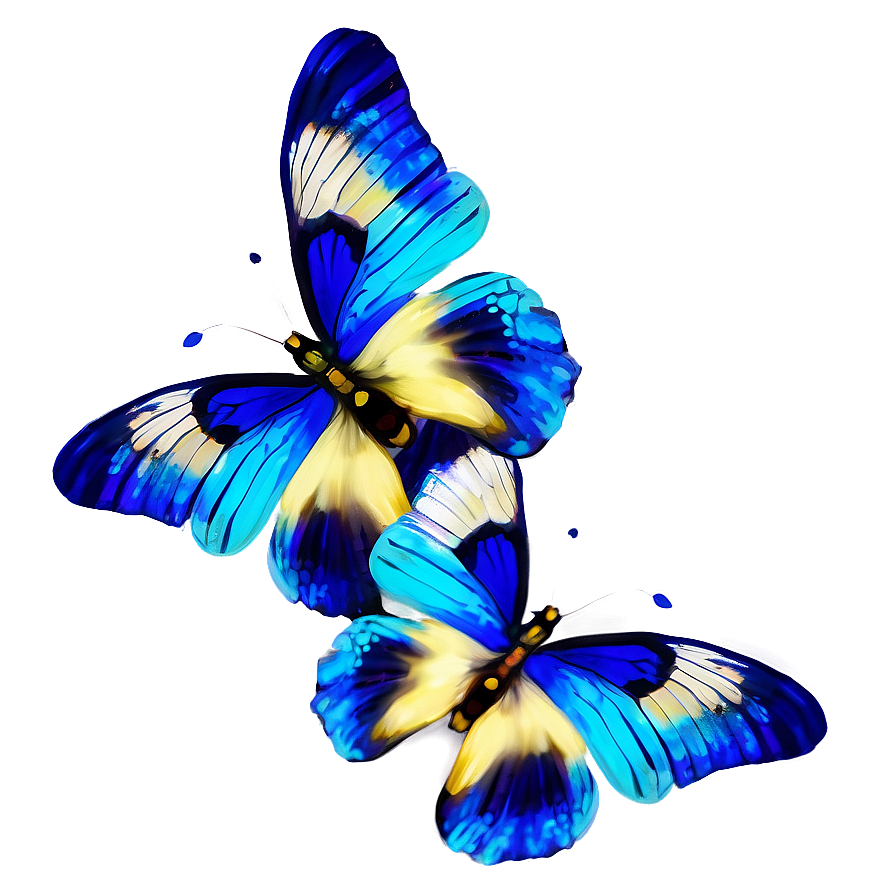 Blue Butterflies On Flower Png Nxk