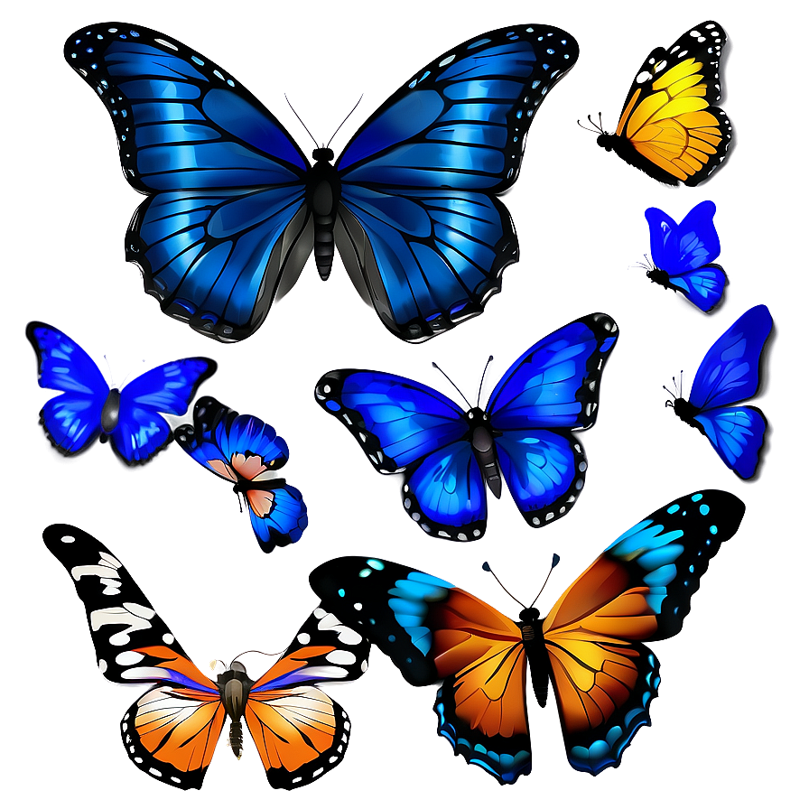 Blue Butterflies Vector Png Ukk