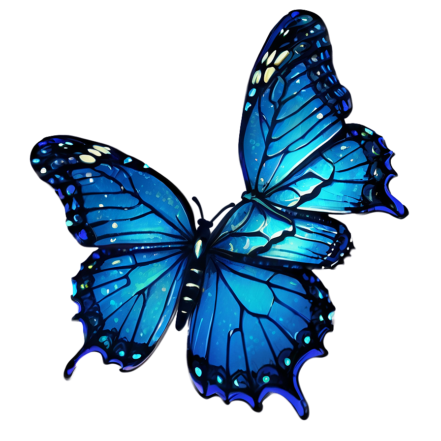 Blue Butterflies With Glitter Png Jdy78