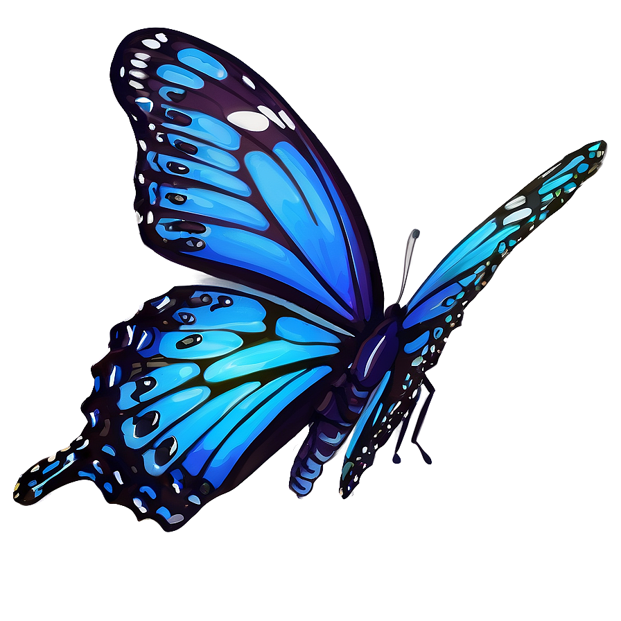 Blue Butterfly Illustration PNG fko33 PNG with transparent background