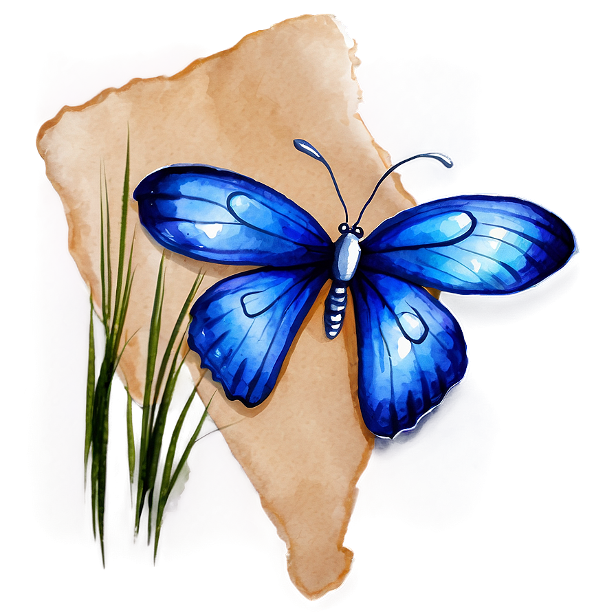 Blue Butterfly In Watercolor Png 92