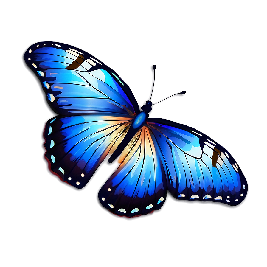 Blue Butterfly With Floral Elements Png Irp64