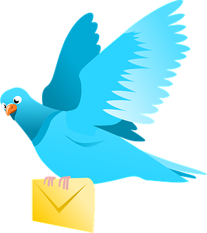 Blue Carrier Pigeonwith Letter PNG with transparent background