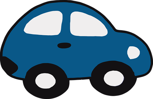 Blue Cartoon Car Graphic PNG with transparent background