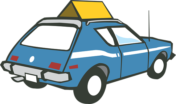 Blue Cartoon Car Illustration PNG with transparent background