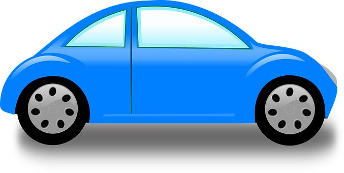 Blue Cartoon Car Side View