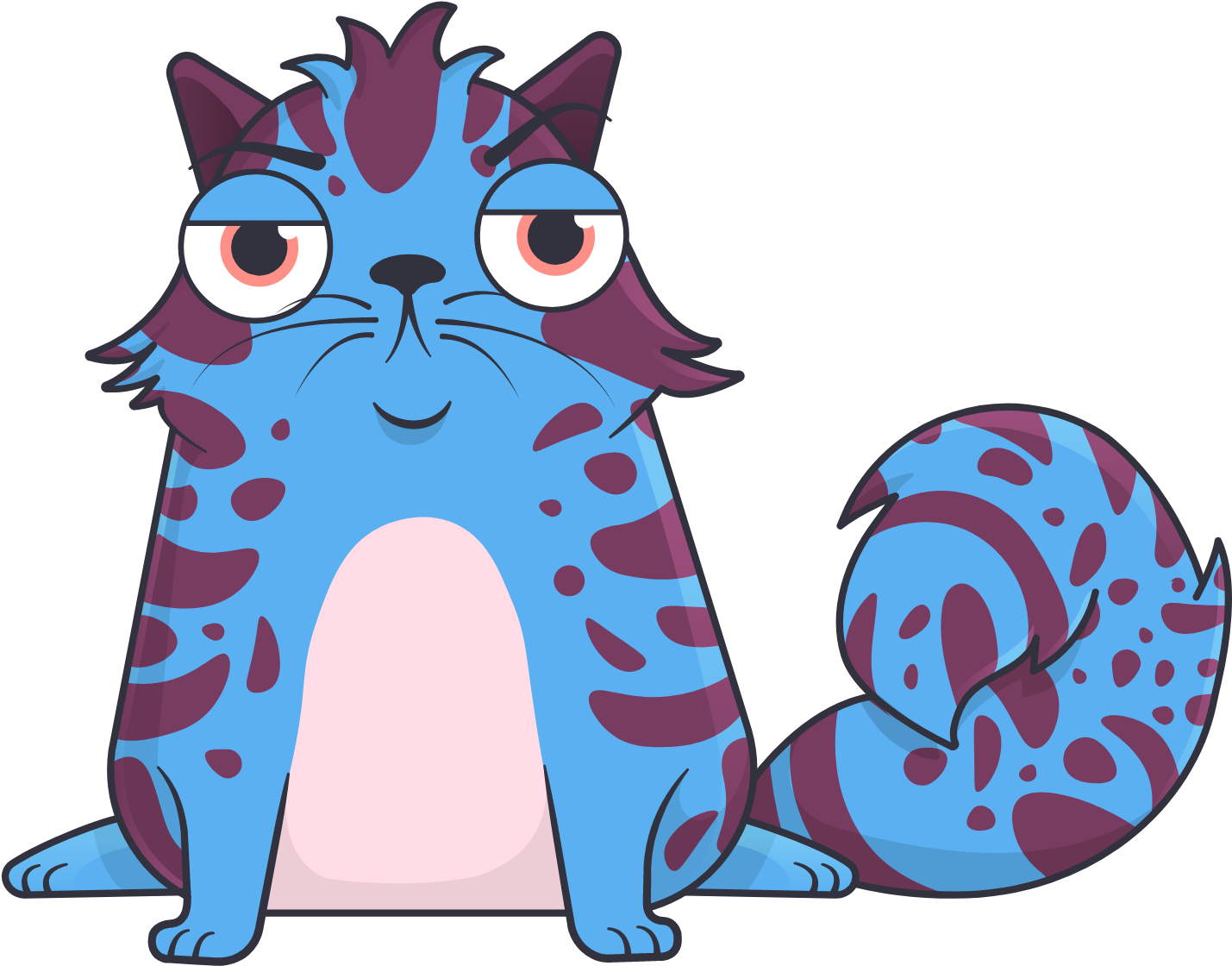 Blue Cartoon Cat Sitting