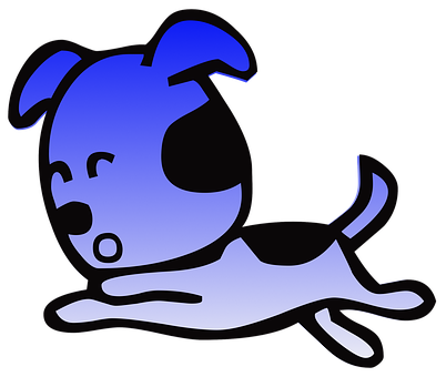 Blue Cartoon Dog Running PNG with transparent background